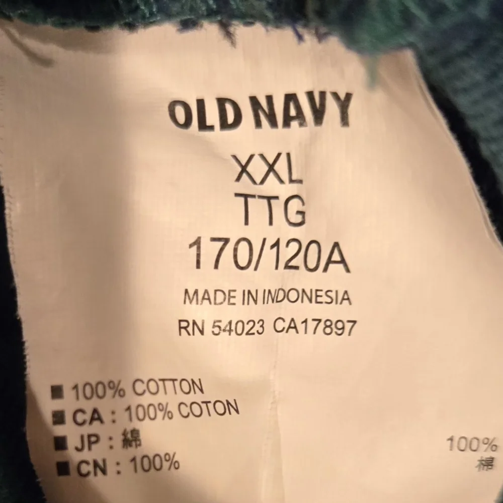 ❄️Old Navy Women's Plaid Green and Blue Flannel Boyfriend Button Down Shirt - Picture 3 of 3